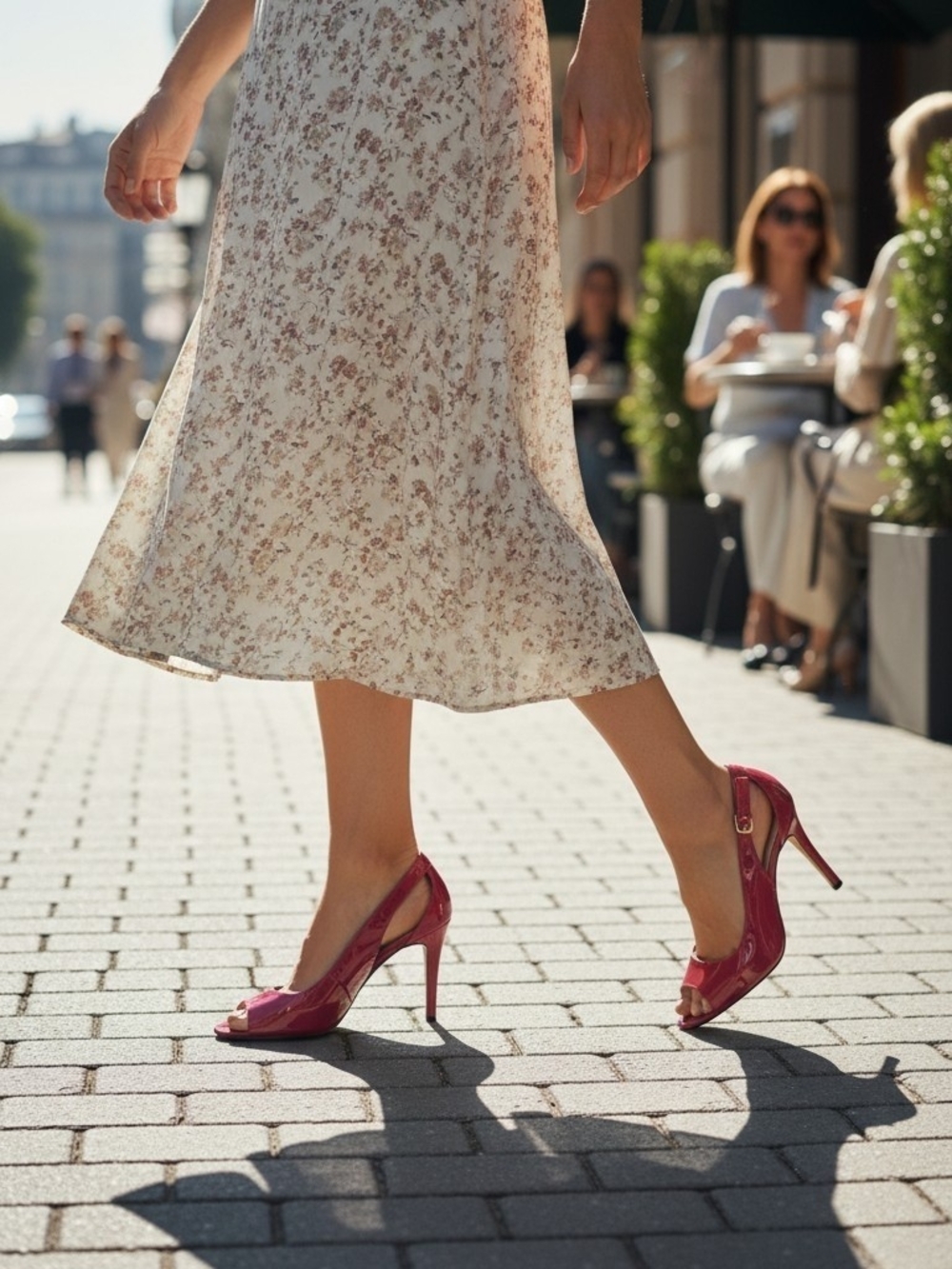Franco Sarto 8.5 Sexy Red Patent Leather Peep Toe Slip On Pumps Heels Shoes